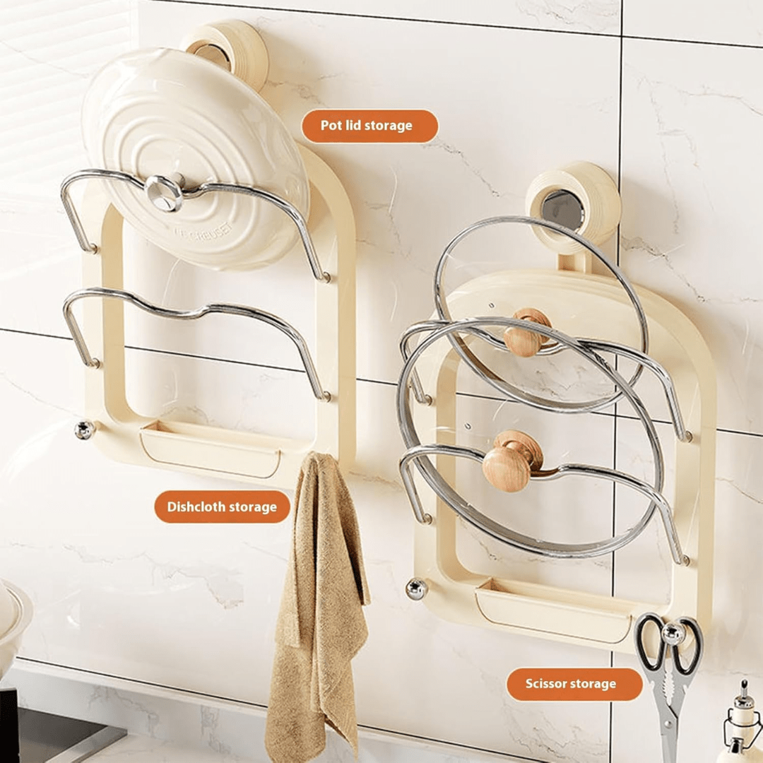 Wall-Mounted Suction Cup Lid Organizer Rack