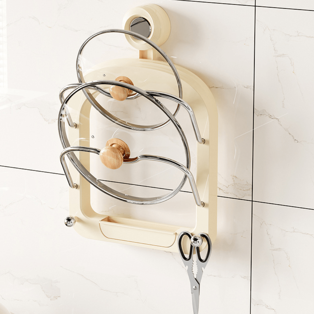 Wall-Mounted Suction Cup Lid Organizer Rack