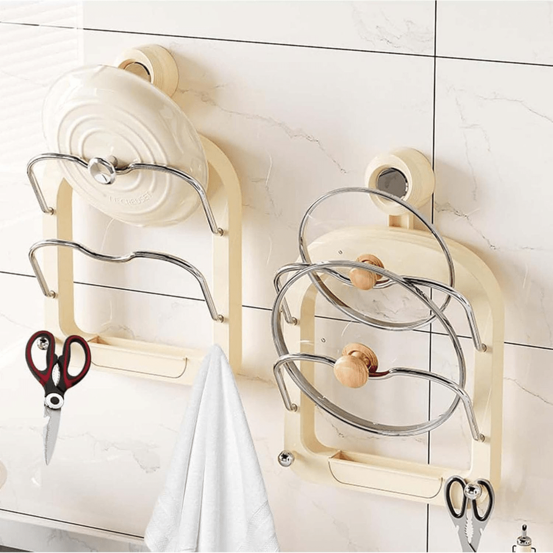 Wall-Mounted Suction Cup Lid Organizer Rack
