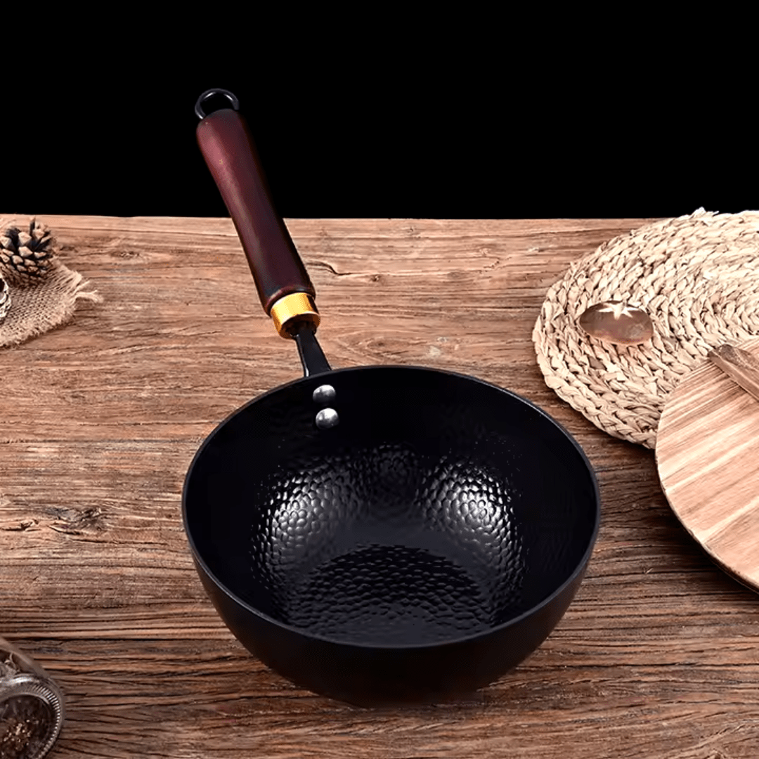 Non Stick Iron Wok Pan with Wood Handle
