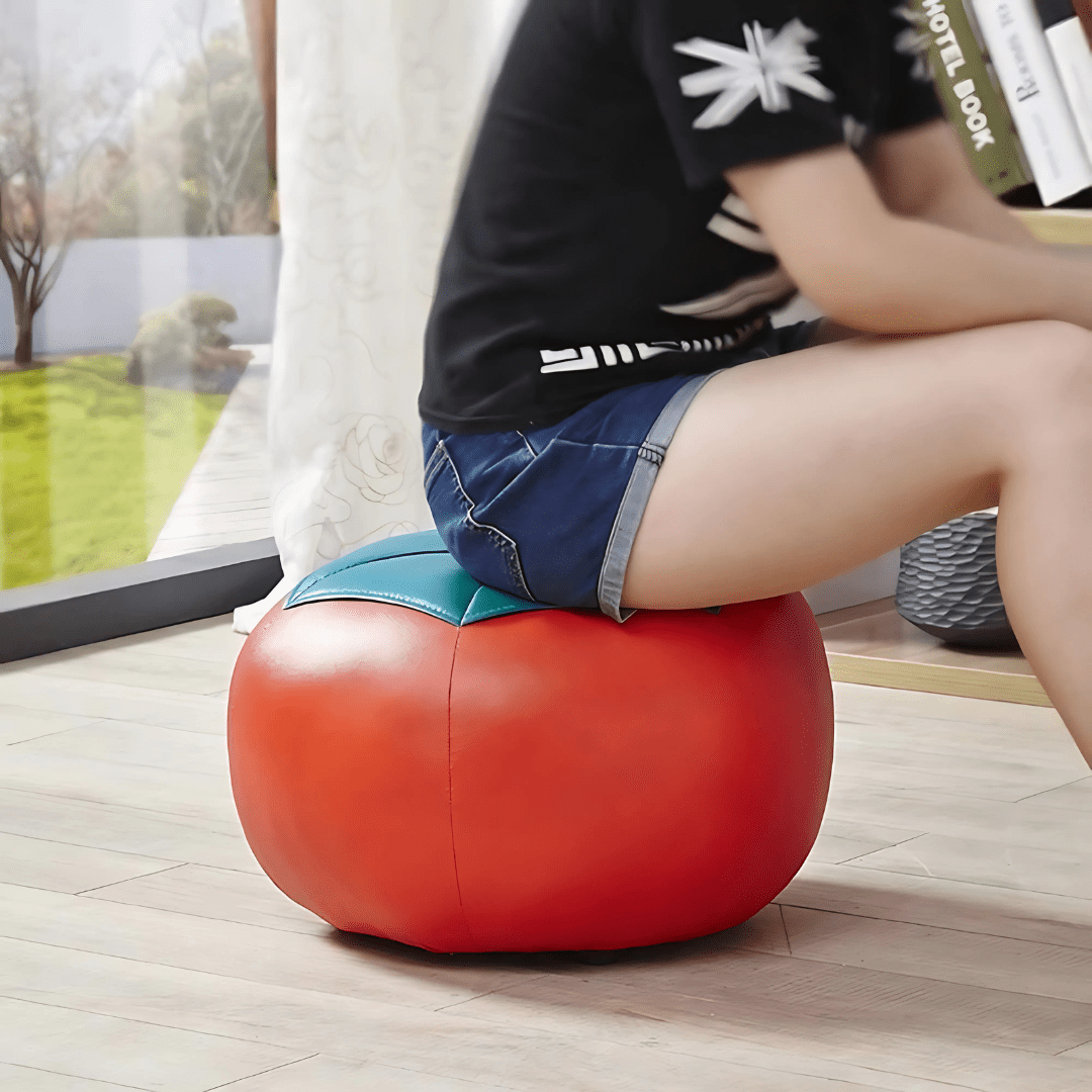 Solid Wood Frame Footstool with Highly Elastic Sponge Filling