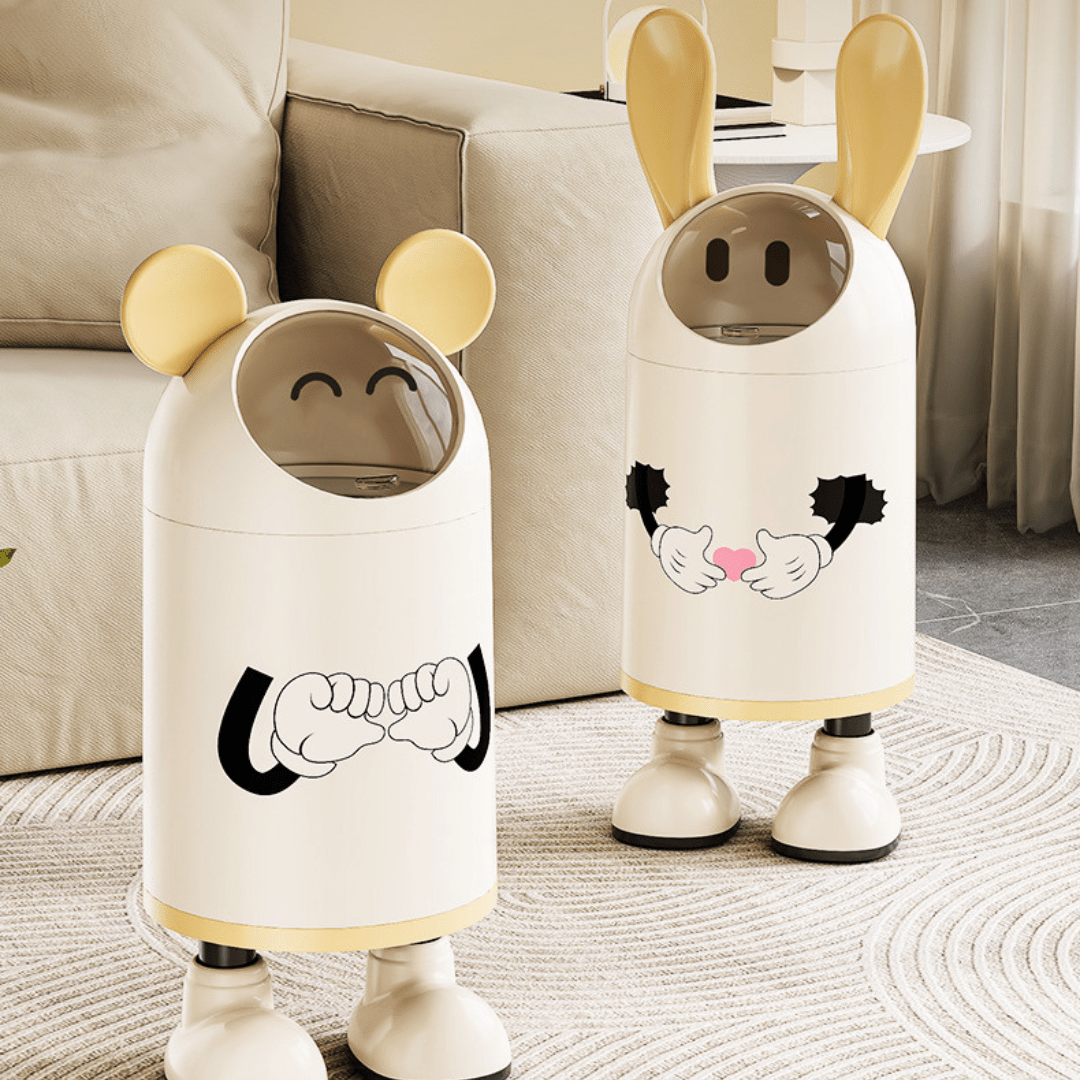 Creative Cartoon Trash Can with Flip Lid