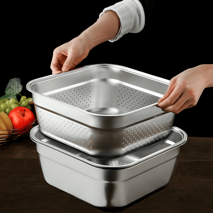 Versatile Chef Square Strainer Basin Set