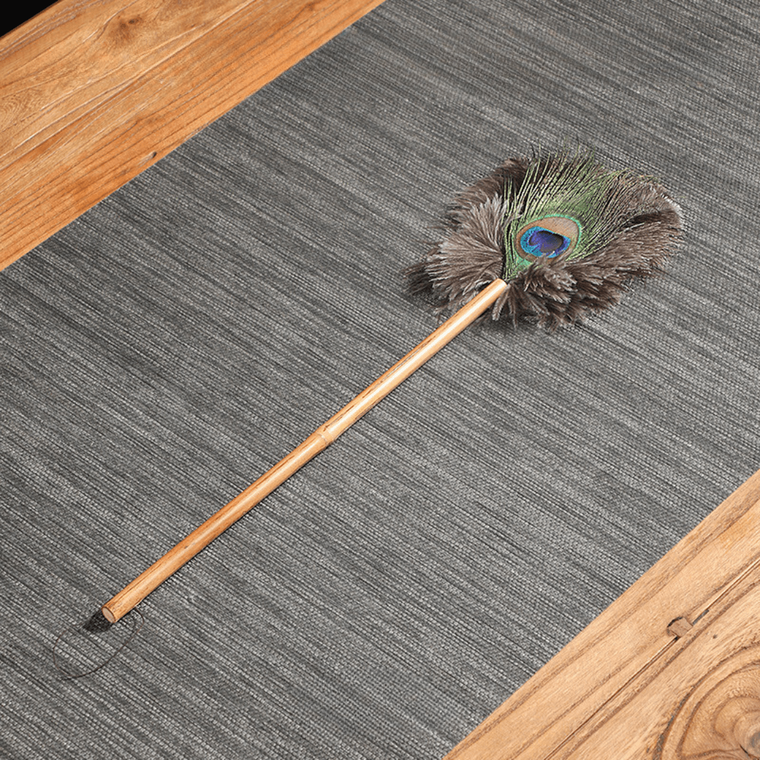 Peacock Feather Dust Removal Handle