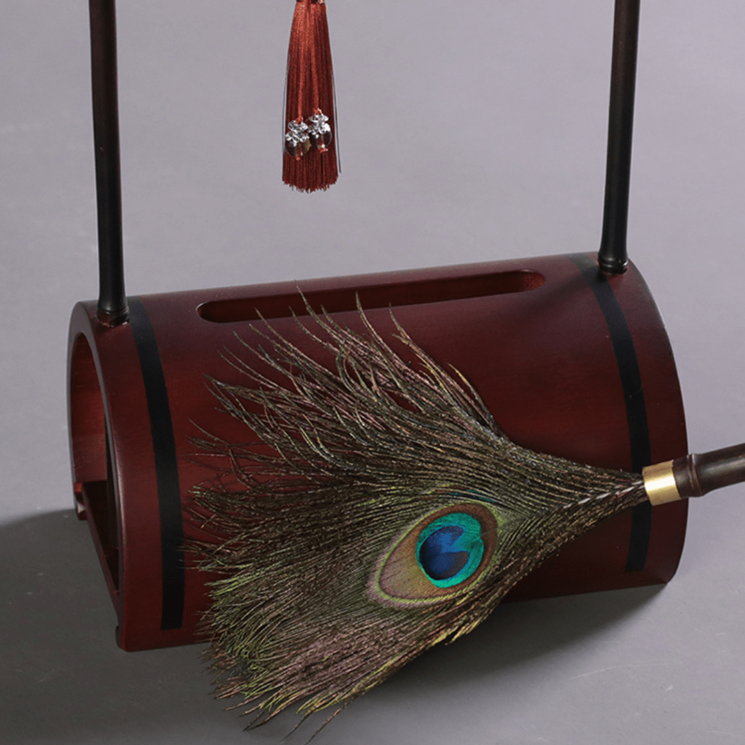 Peacock Feather Dust Removal Handle