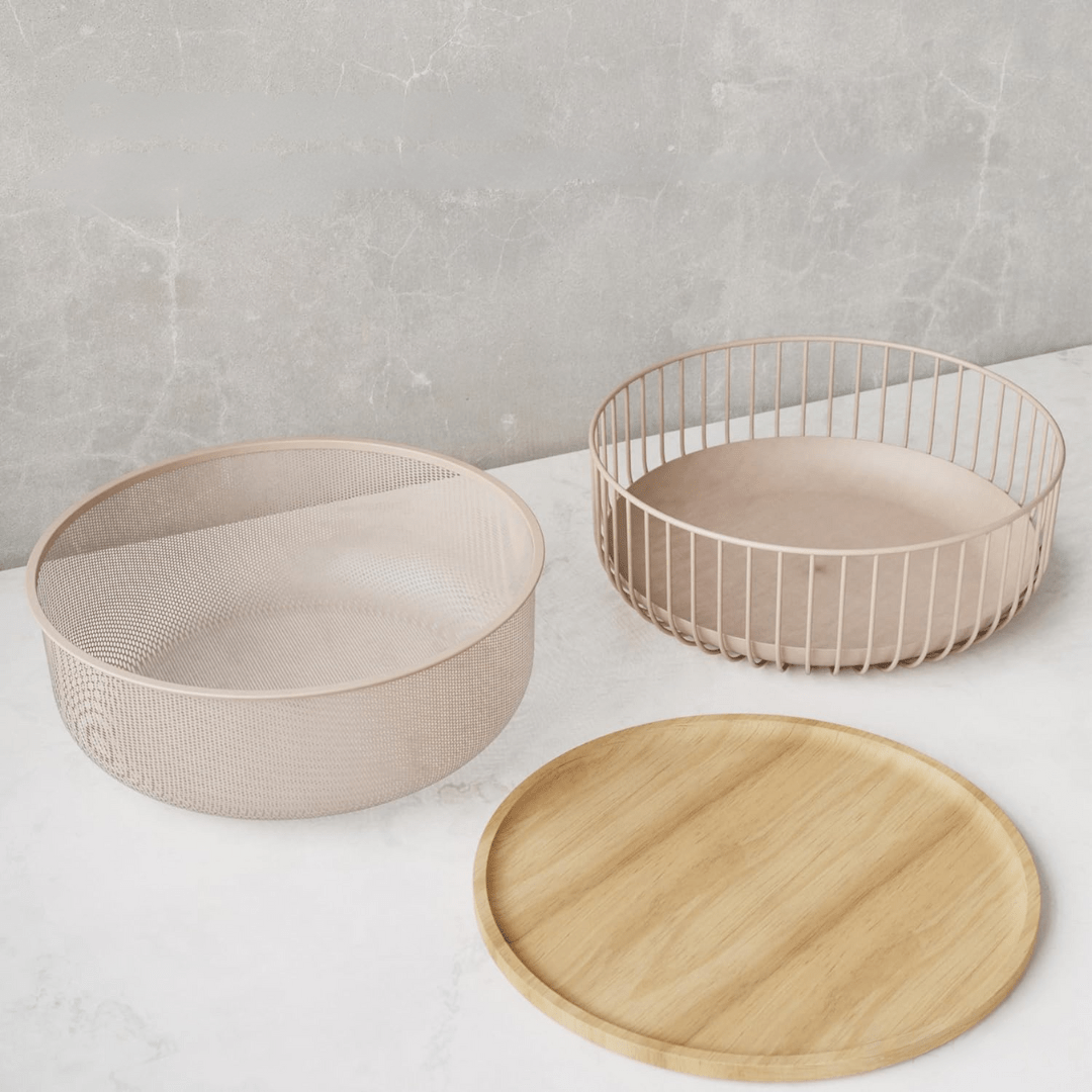 Fruit Bowl With Wooden Lid Protection