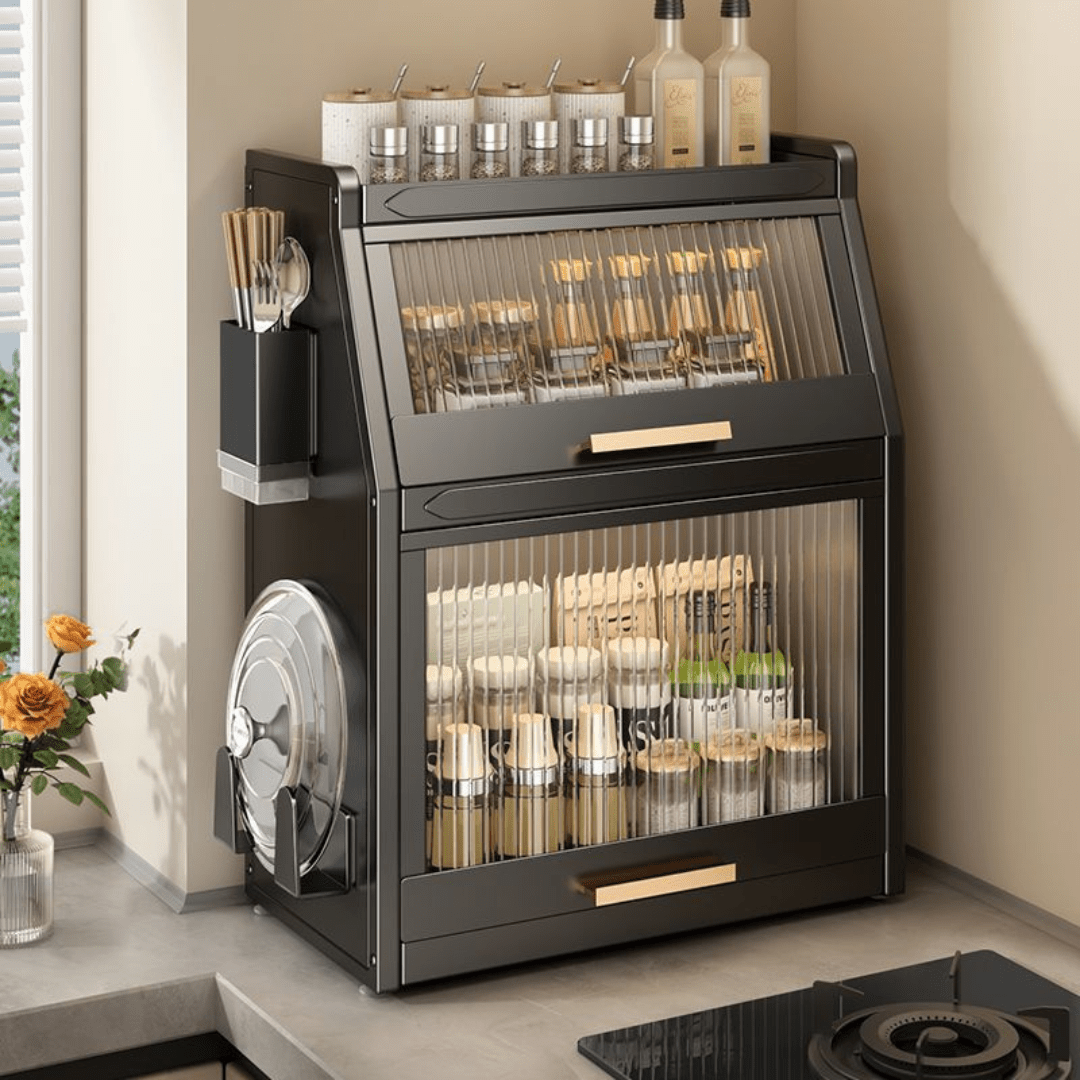 Dustproof Flip Top Seasoning Storage Cabinet