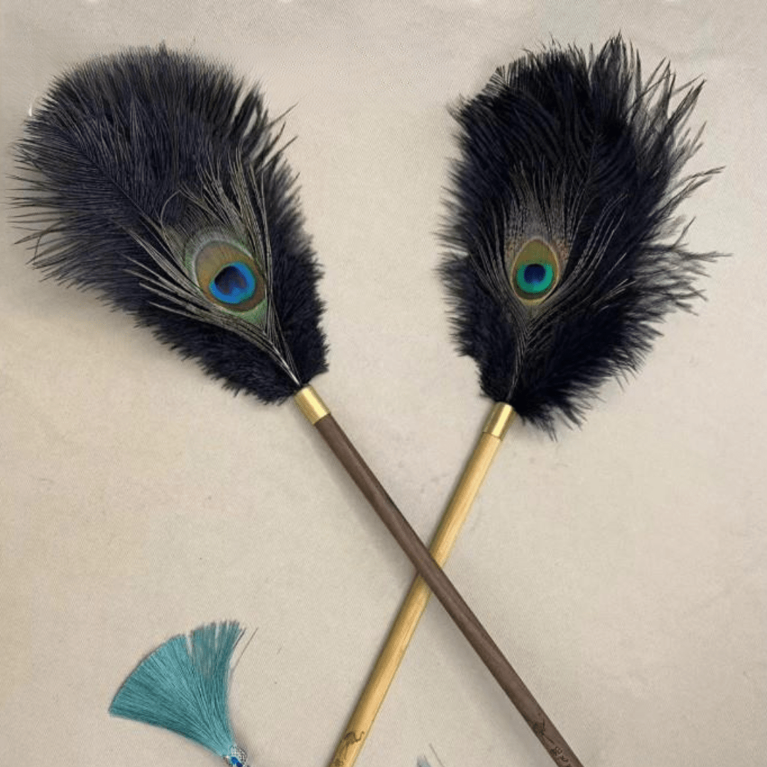 Peacock Feather Dust Removal Handle