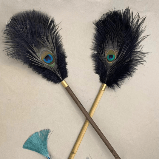 Peacock Feather Dust Removal Handle