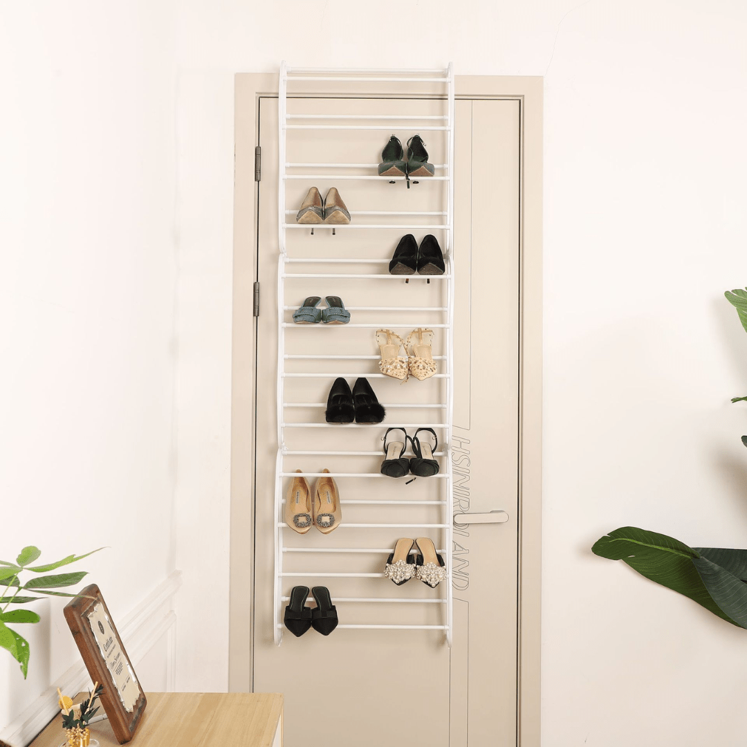 Door-Mounted Iron Shoe Rack