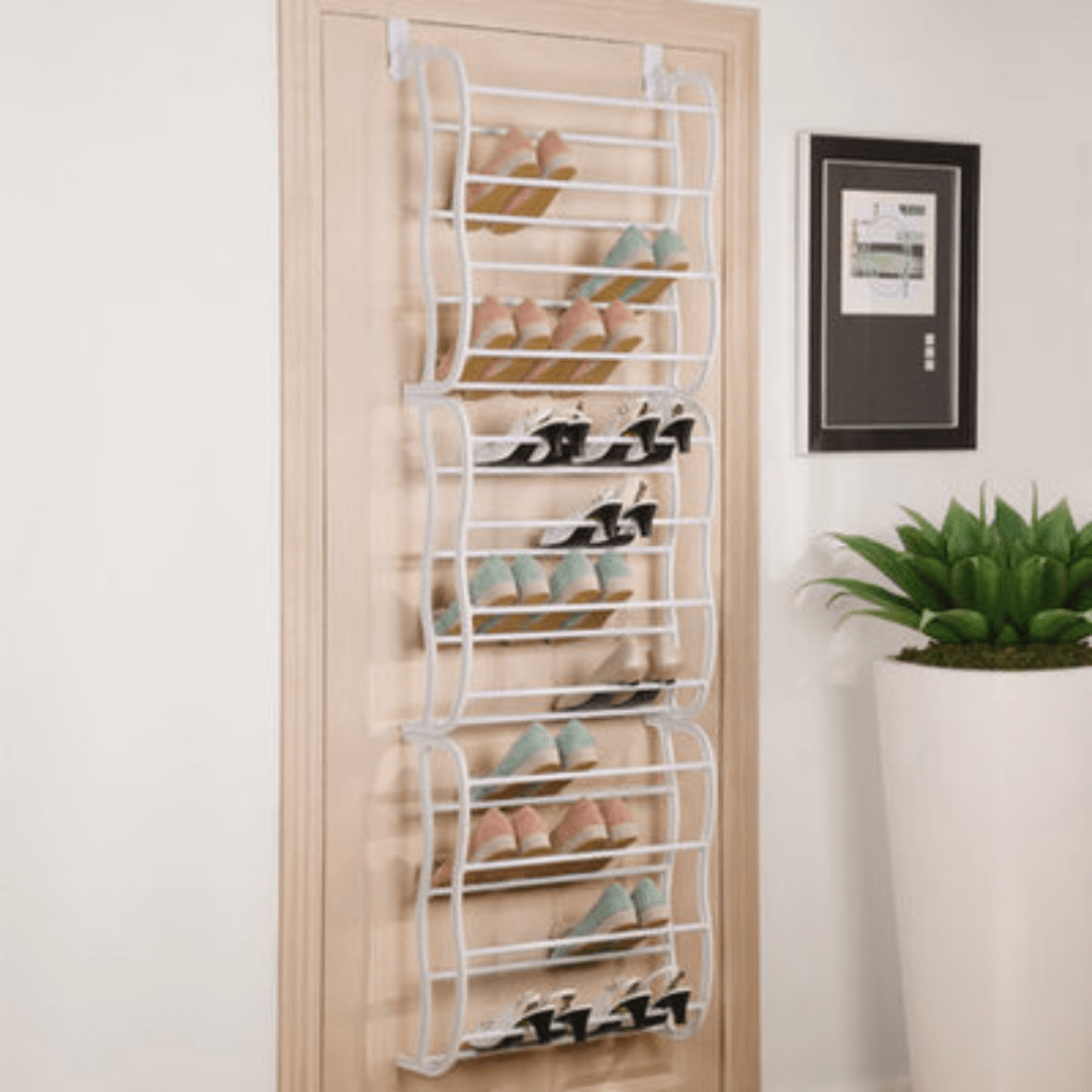 Door-Mounted Iron Shoe Rack
