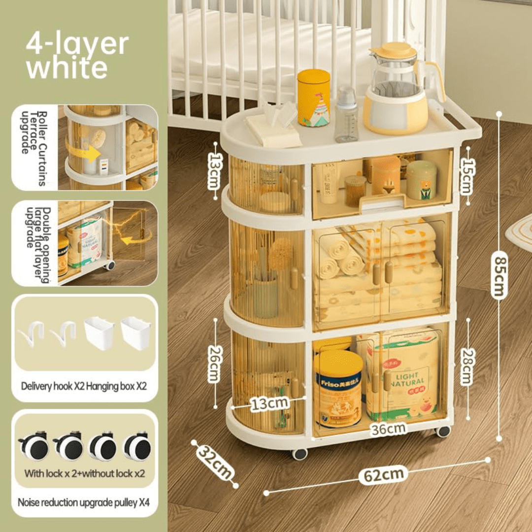 4 Tier Multi-Functional Storage Cart With Wheels