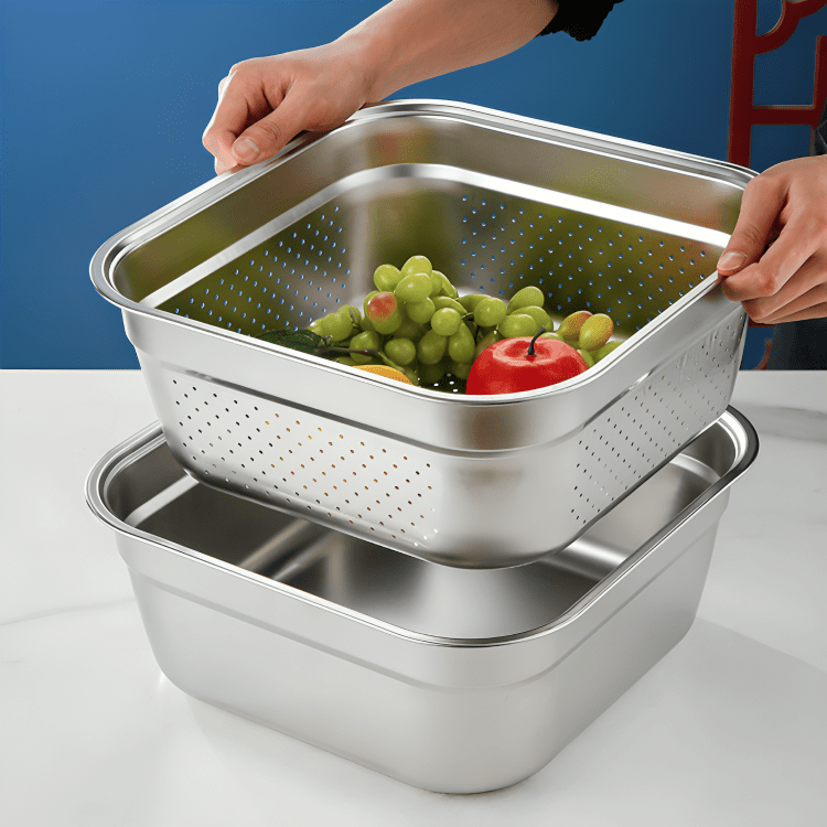 Versatile Chef Square Strainer Basin Set