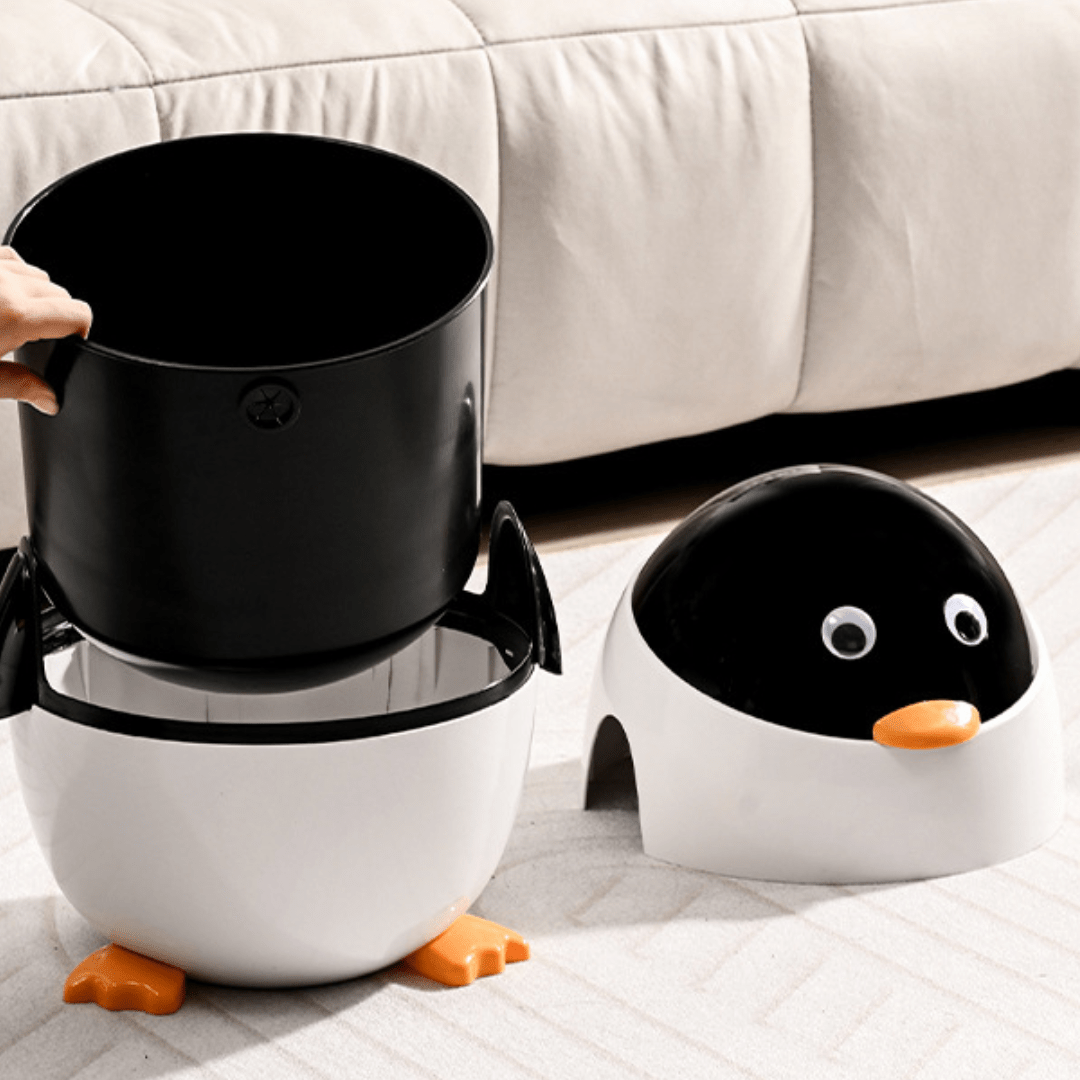 Penguin Style Modern Covered Trash Can