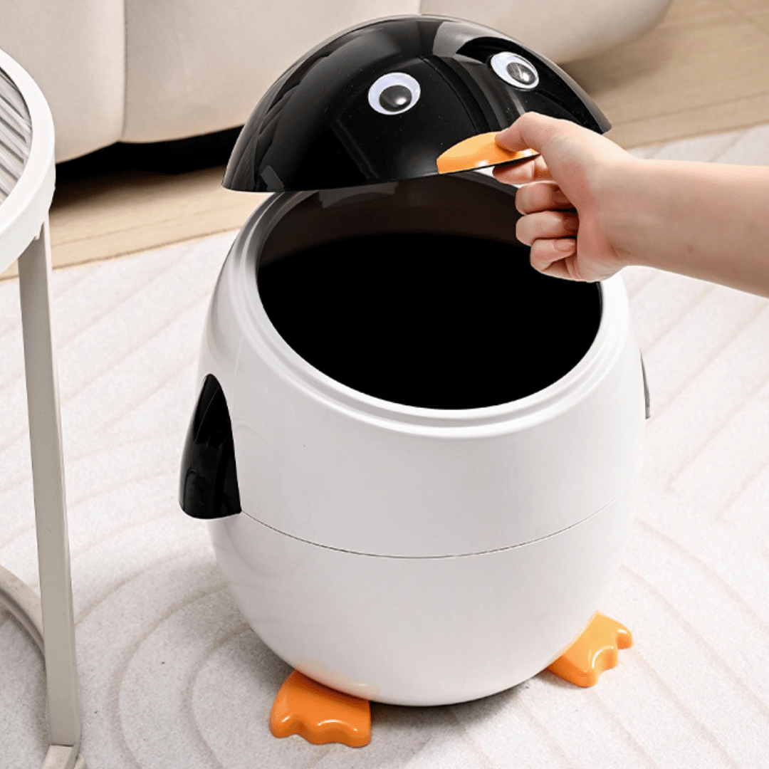 Penguin Style Modern Covered Trash Can