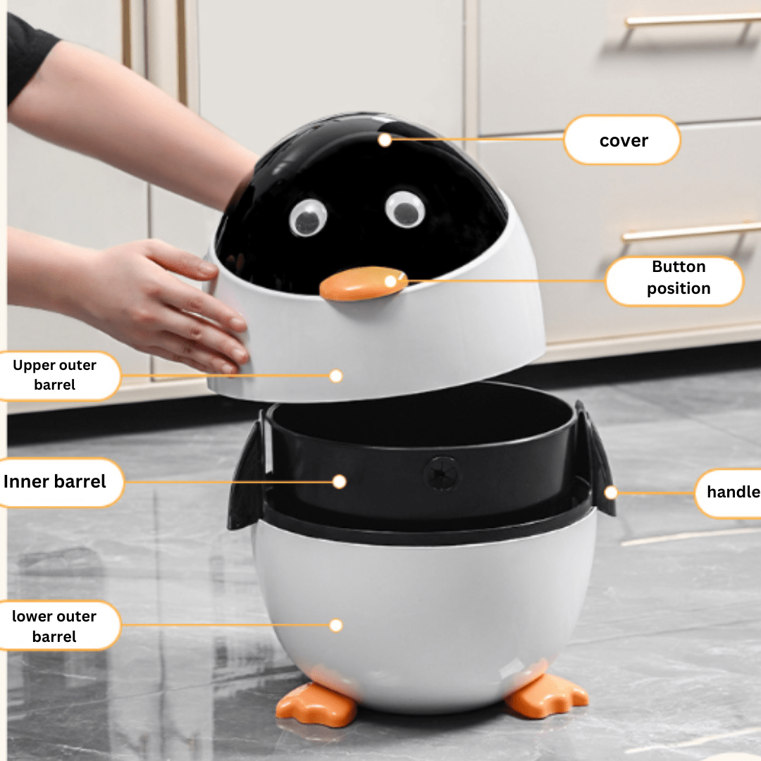 Penguin Style Modern Covered Trash Can