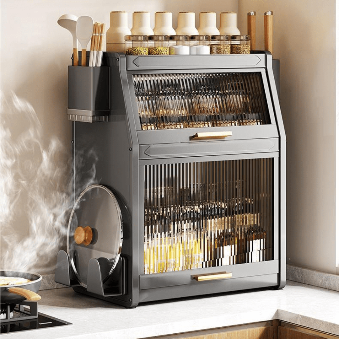 Dustproof Flip Top Seasoning Storage Cabinet