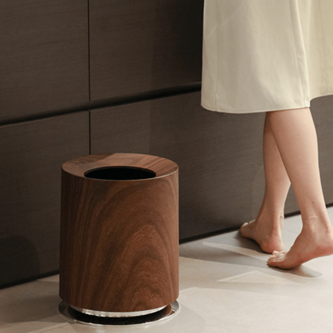 Luxury Wood Grain Trash Can
