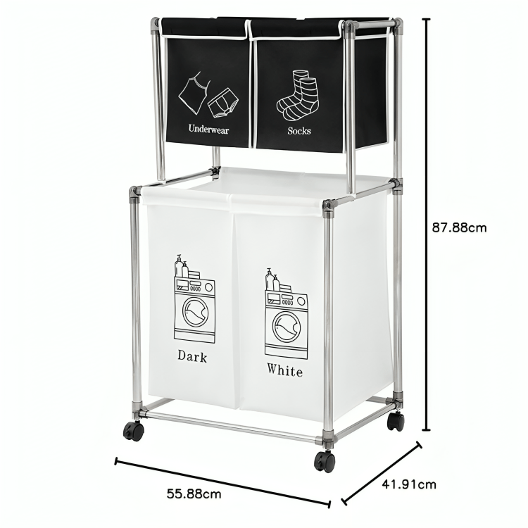 Swift Sort Vertical Laundry Cart with Wheels