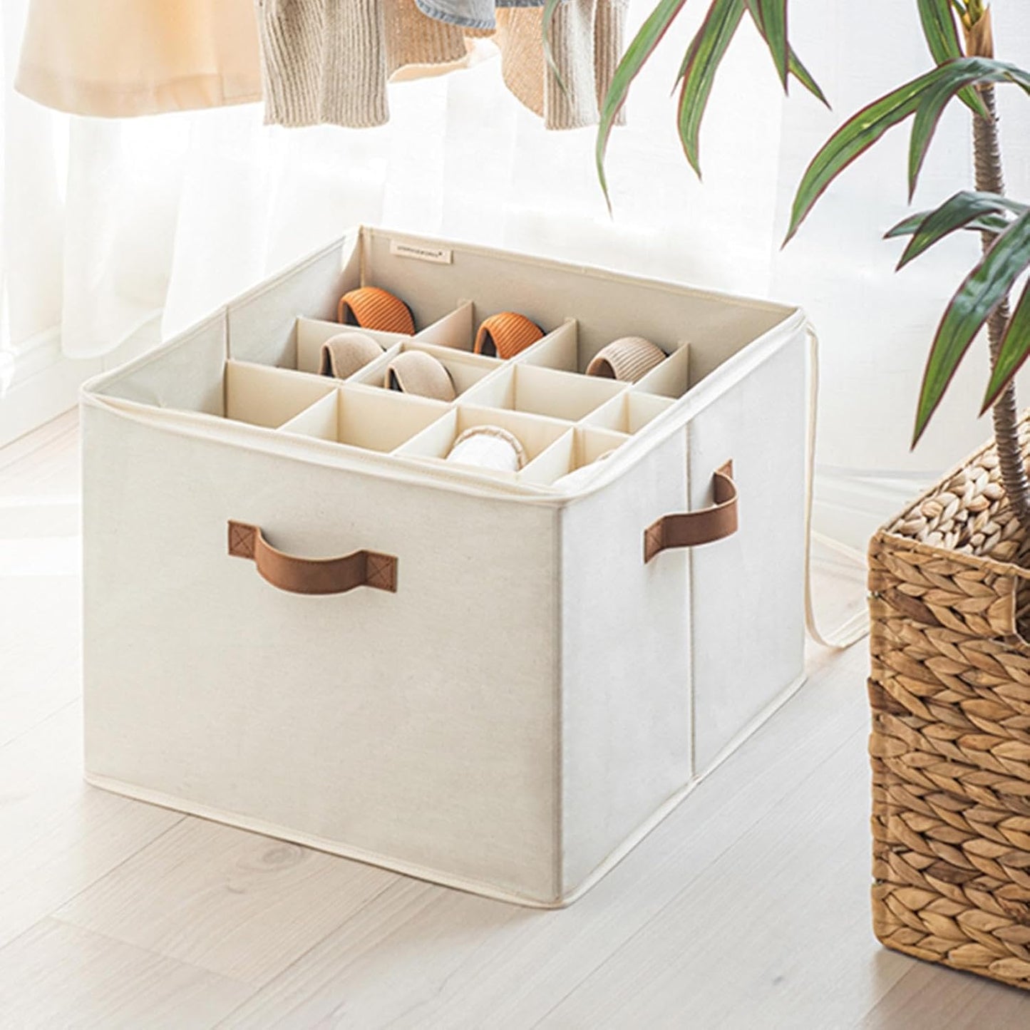 Transparent Foldable Shoe Box with Handles