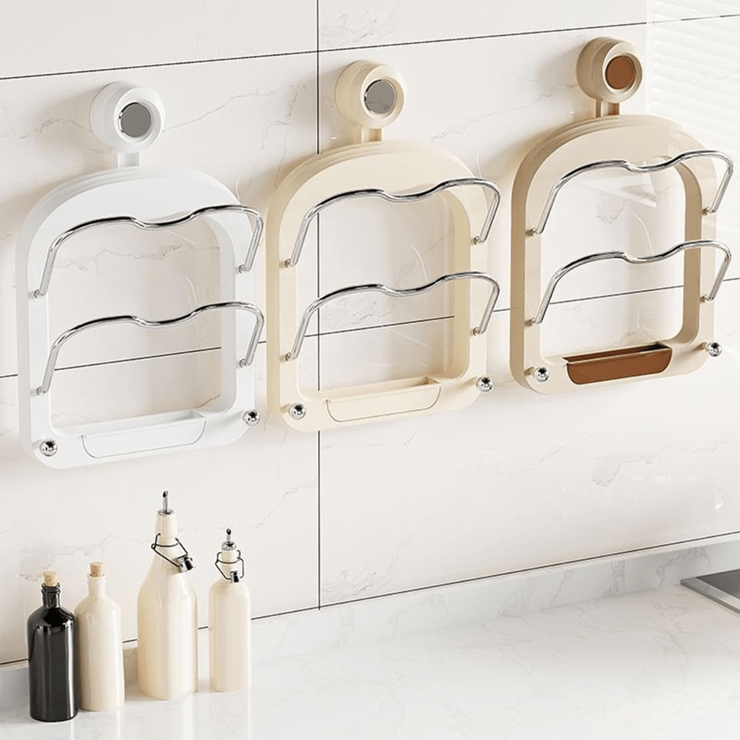 Wall-Mounted Suction Cup Lid Organizer Rack