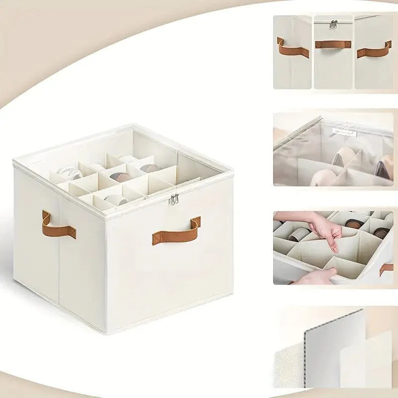 Transparent Foldable Shoe Box with Handles