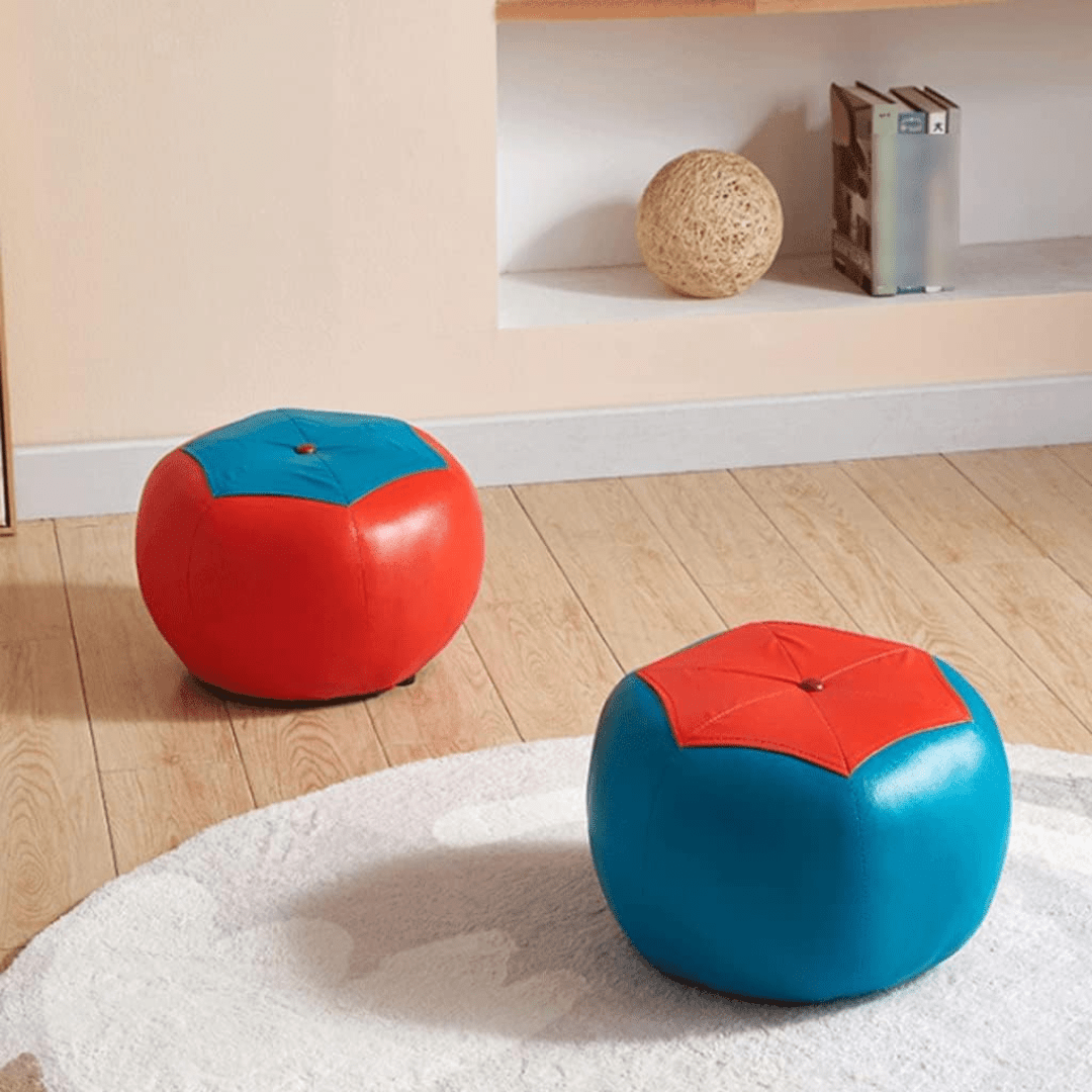 Solid Wood Frame Footstool with Highly Elastic Sponge Filling