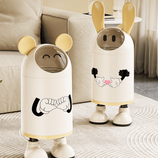 Creative Cartoon Trash Can with Flip Lid