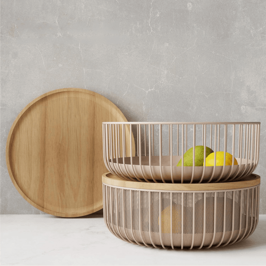 Fruit Bowl With Wooden Lid Protection