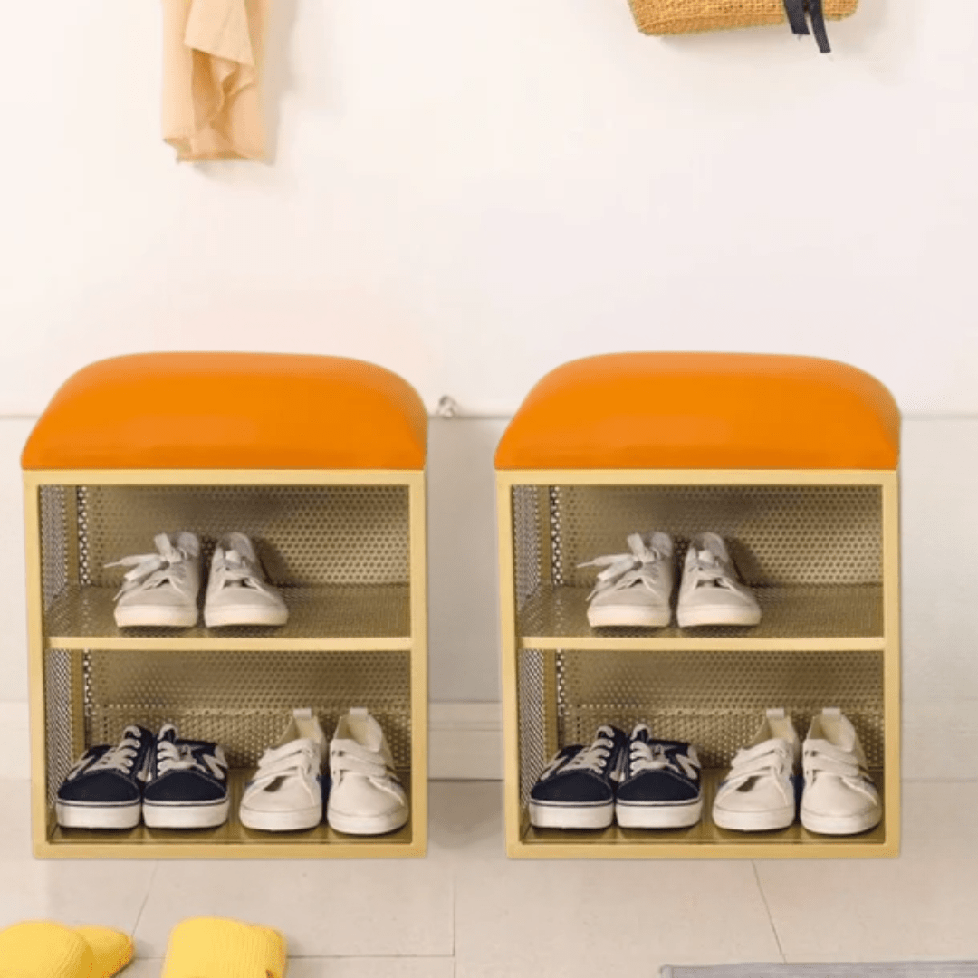 2-Tier Shoe Changing Stool Organizer