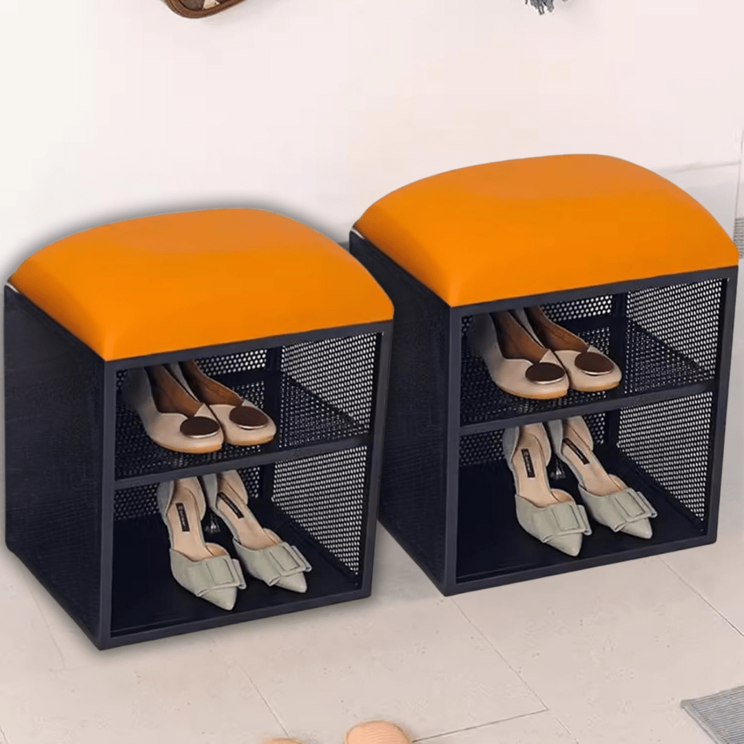 2-Tier Shoe Changing Stool Organizer