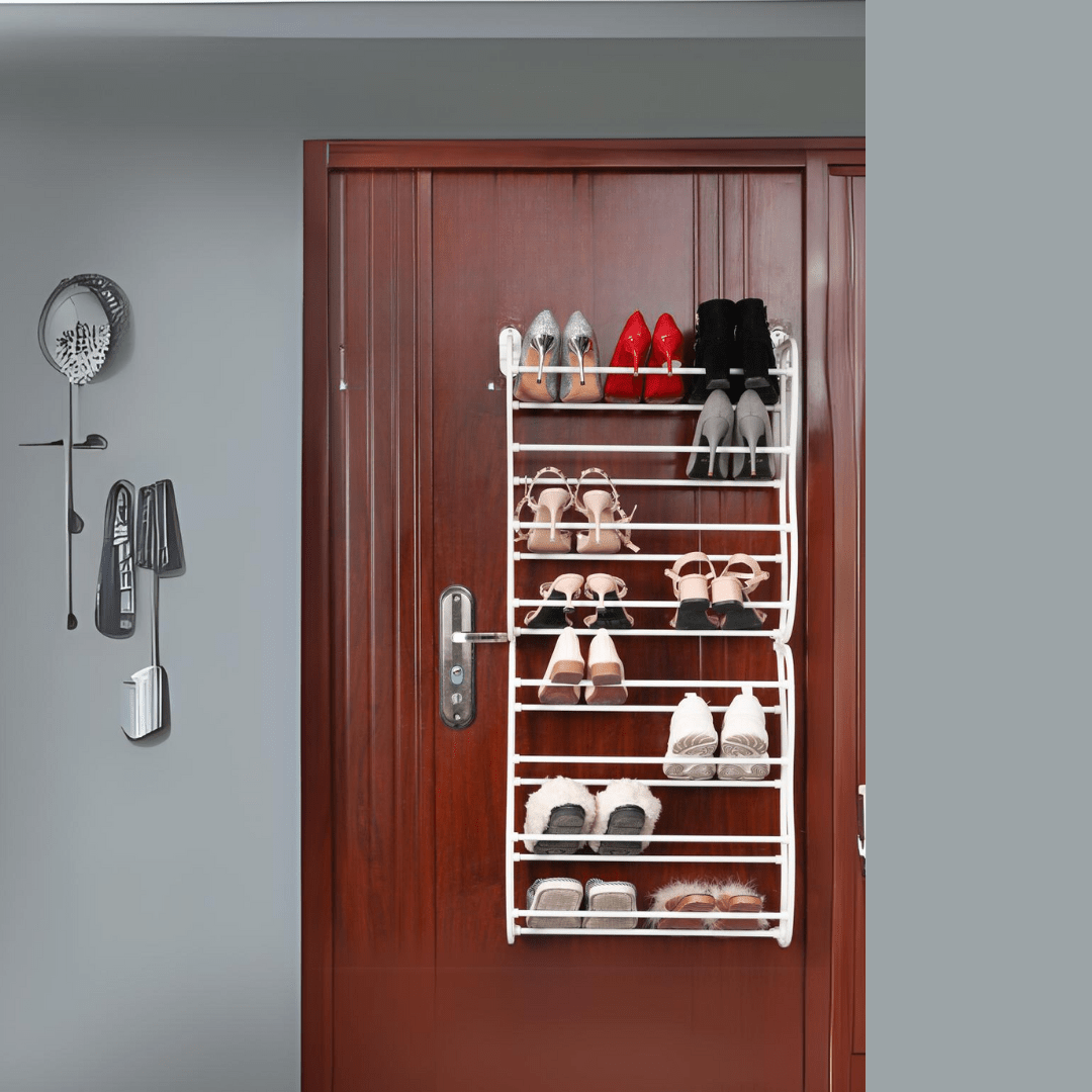 Door-Mounted Iron Shoe Rack