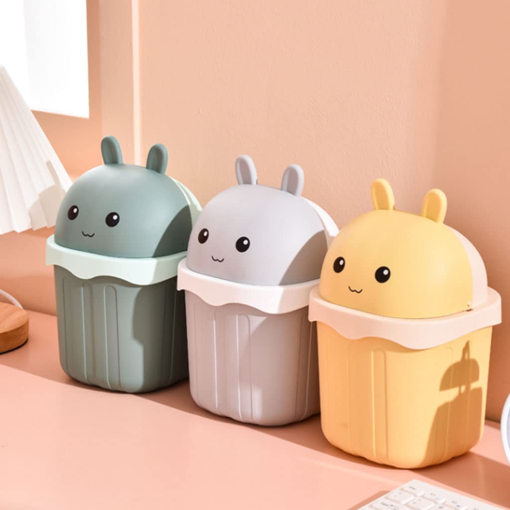 Mini Desktop Trash Can with Flip Lid
