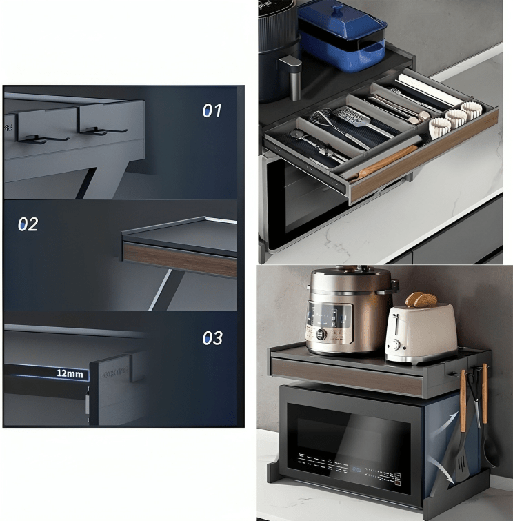 Dual-Tier Aluminum Microwave Storage Rack
