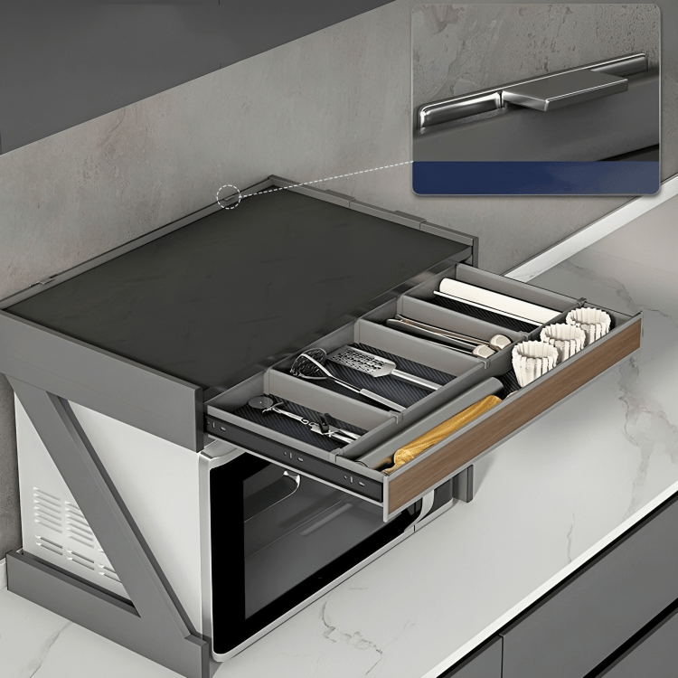 Dual-Tier Aluminum Microwave Storage Rack