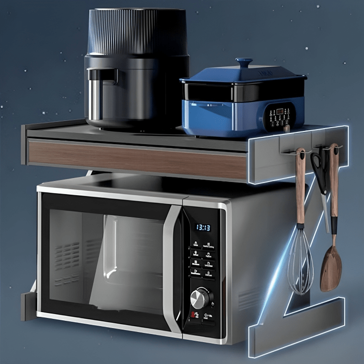 Dual-Tier Aluminum Microwave Storage Rack