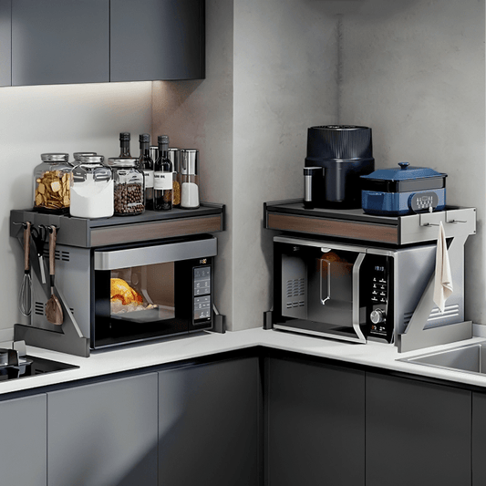 Dual-Tier Aluminum Microwave Storage Rack
