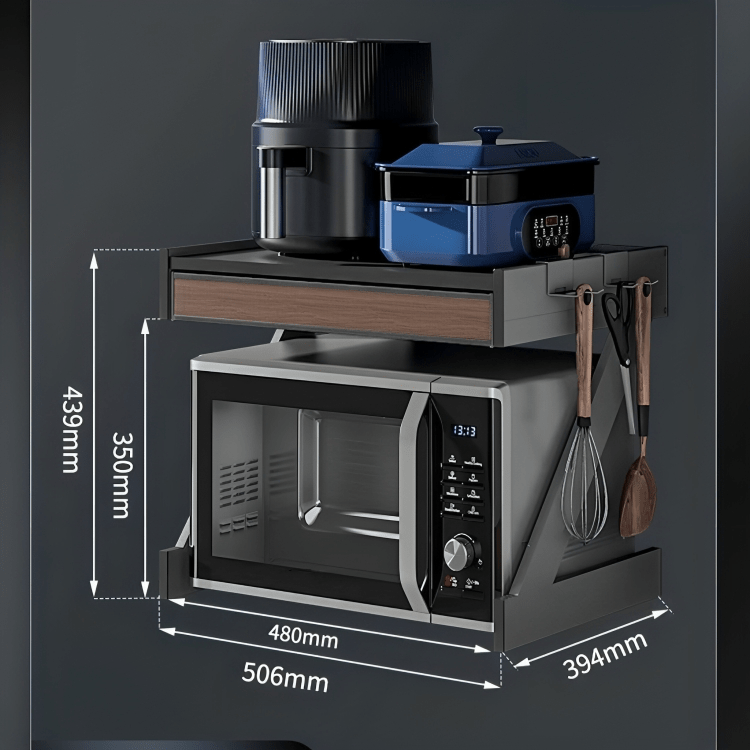 Dual-Tier Aluminum Microwave Storage Rack