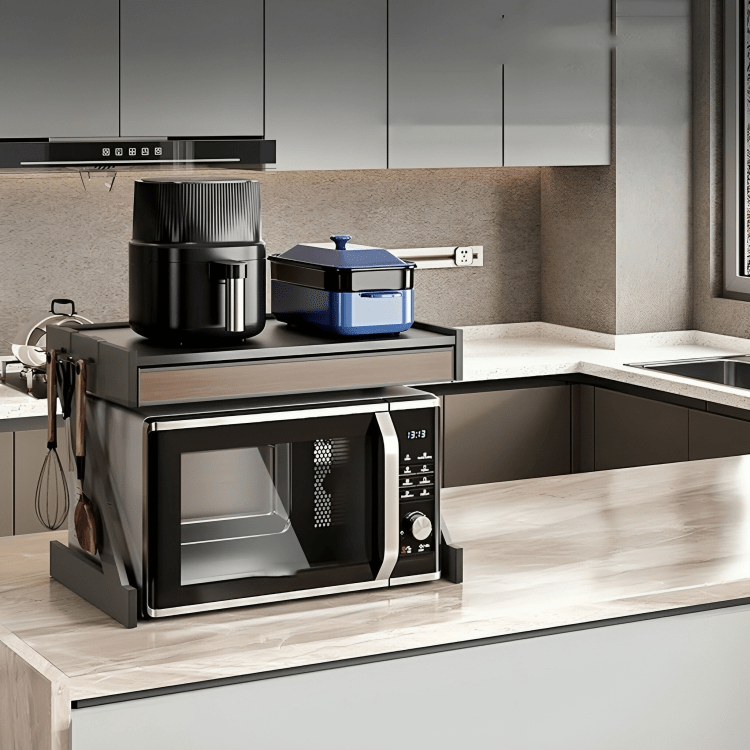 Dual-Tier Aluminum Microwave Storage Rack